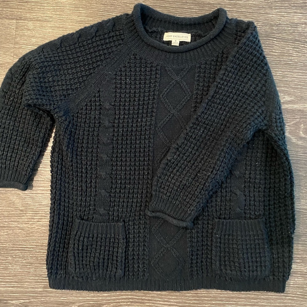 Poof Excellence black knit sweater with pockets